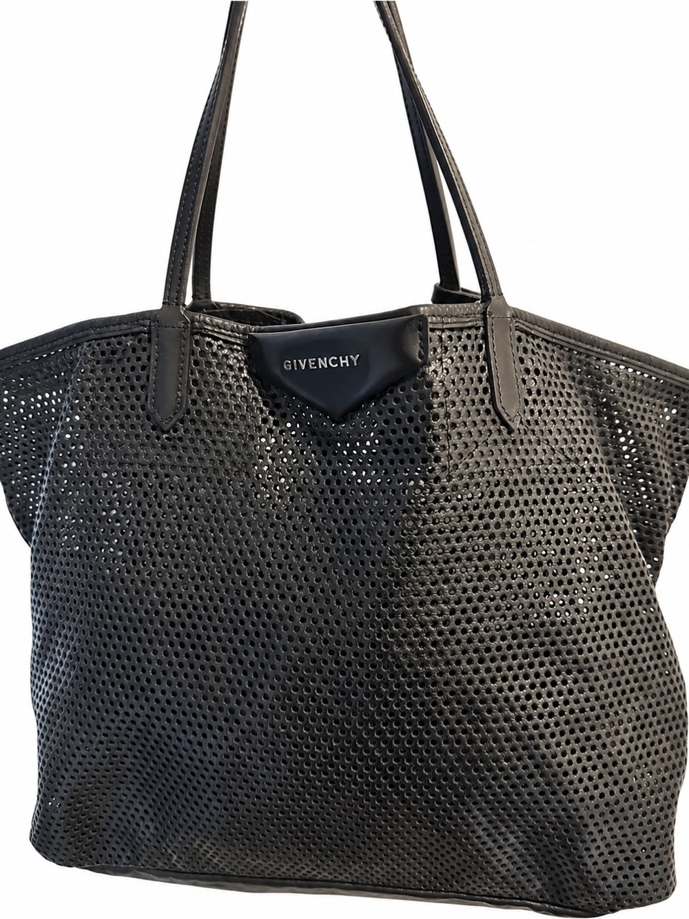 Givenchy Black Perforated Leather Tote Bag